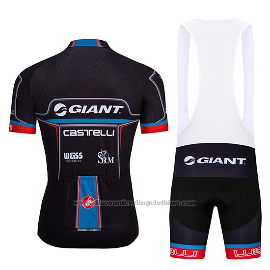 2019 Cycling Jersey Giant Castelli Black Red Short Sleeve and Bib Short